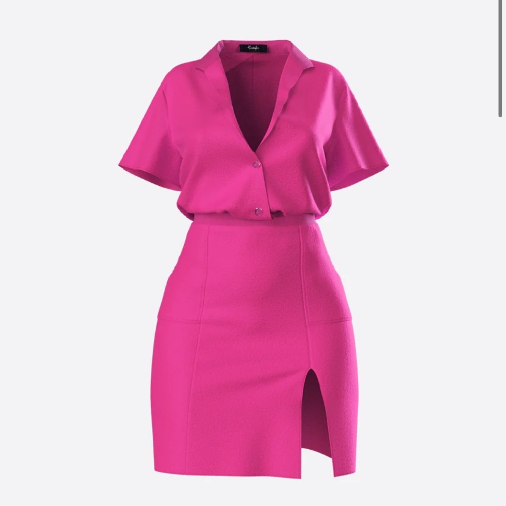 Hanifa Robyn Shirt/Skirt Set Magenta Hot Pink Coord Set